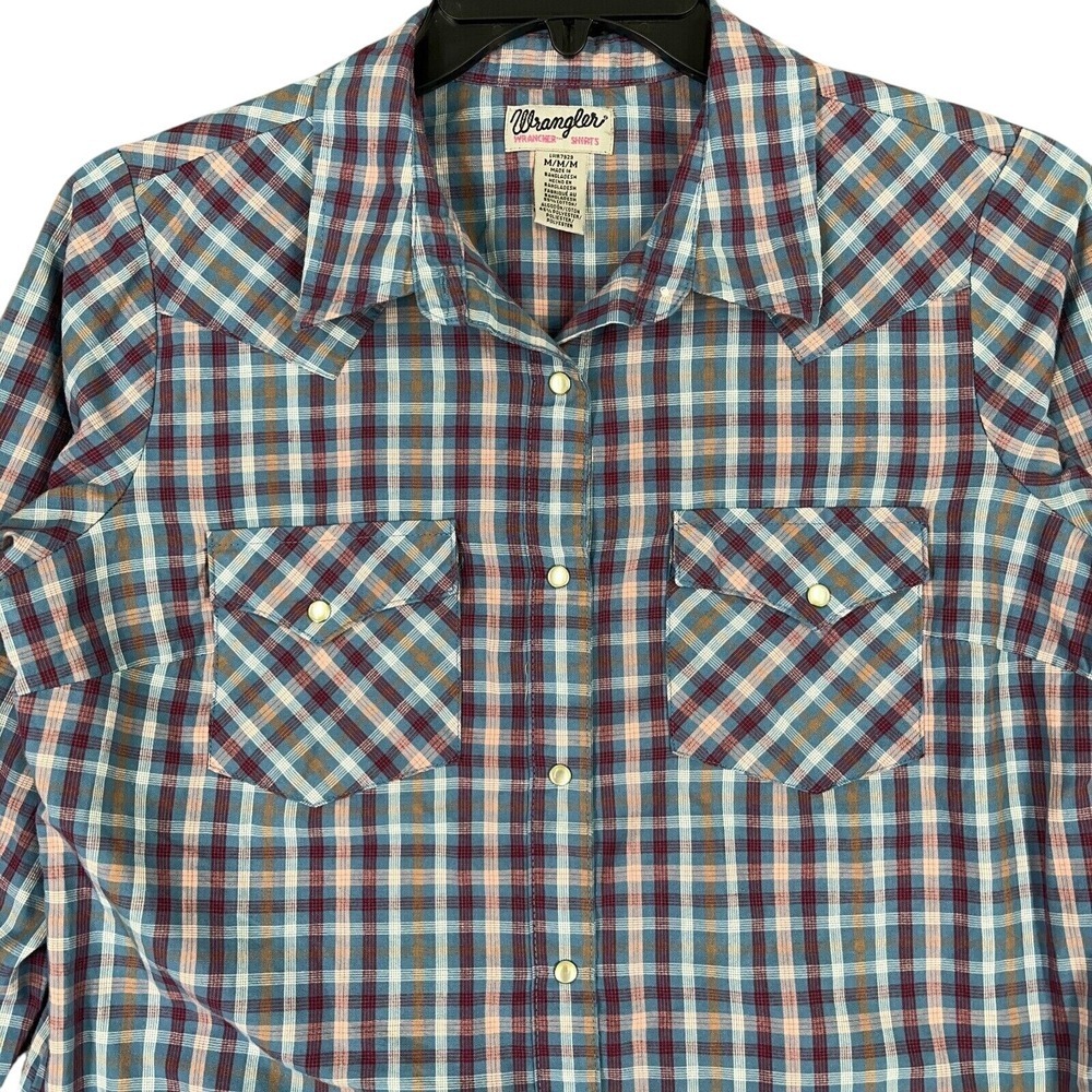 Wrangler Wrancher Pearl Snap‎ Western Shirt Womens M Rodeo Cowgirl Heritage